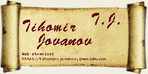 Tihomir Jovanov vizit kartica